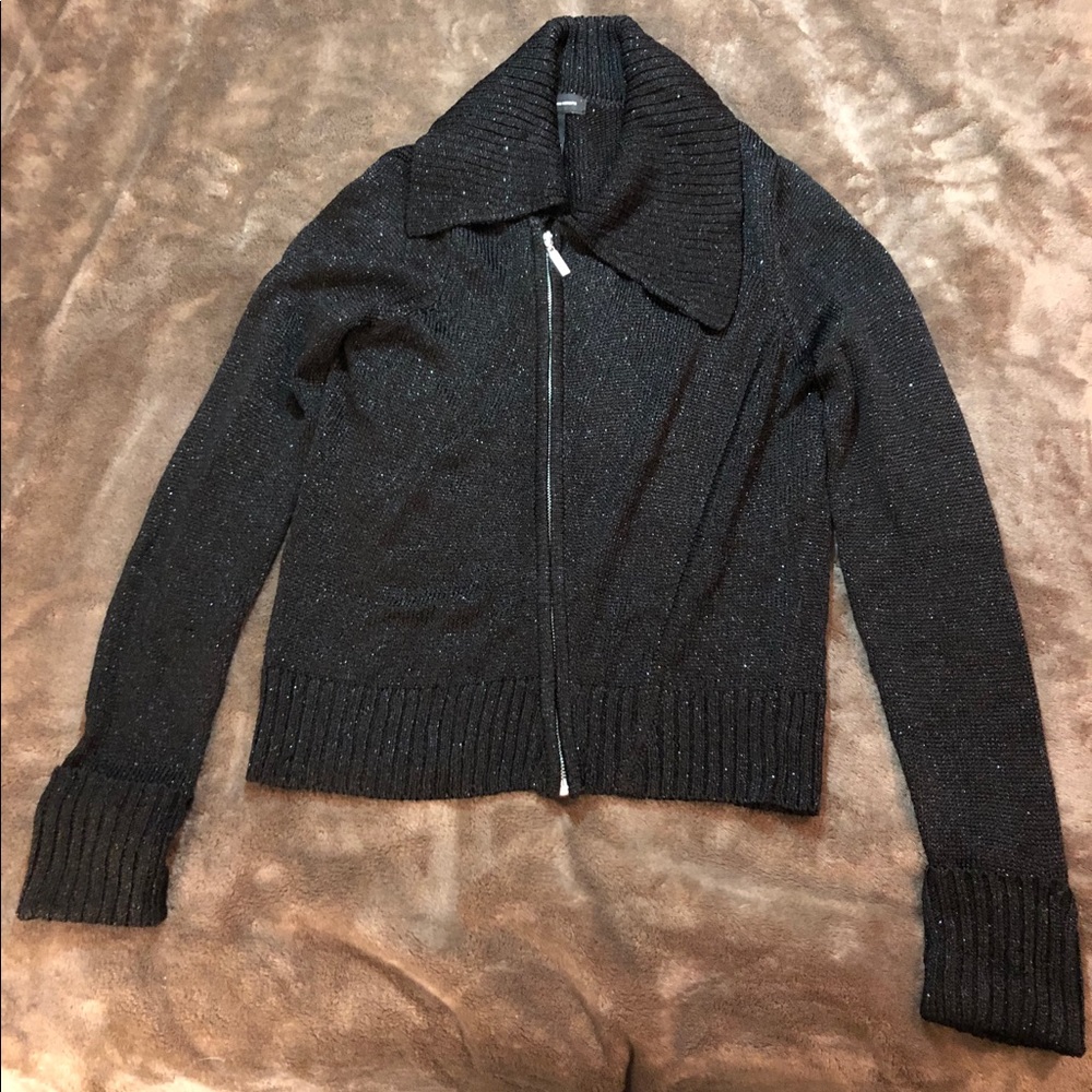 INC size M black sparkly zip jacket